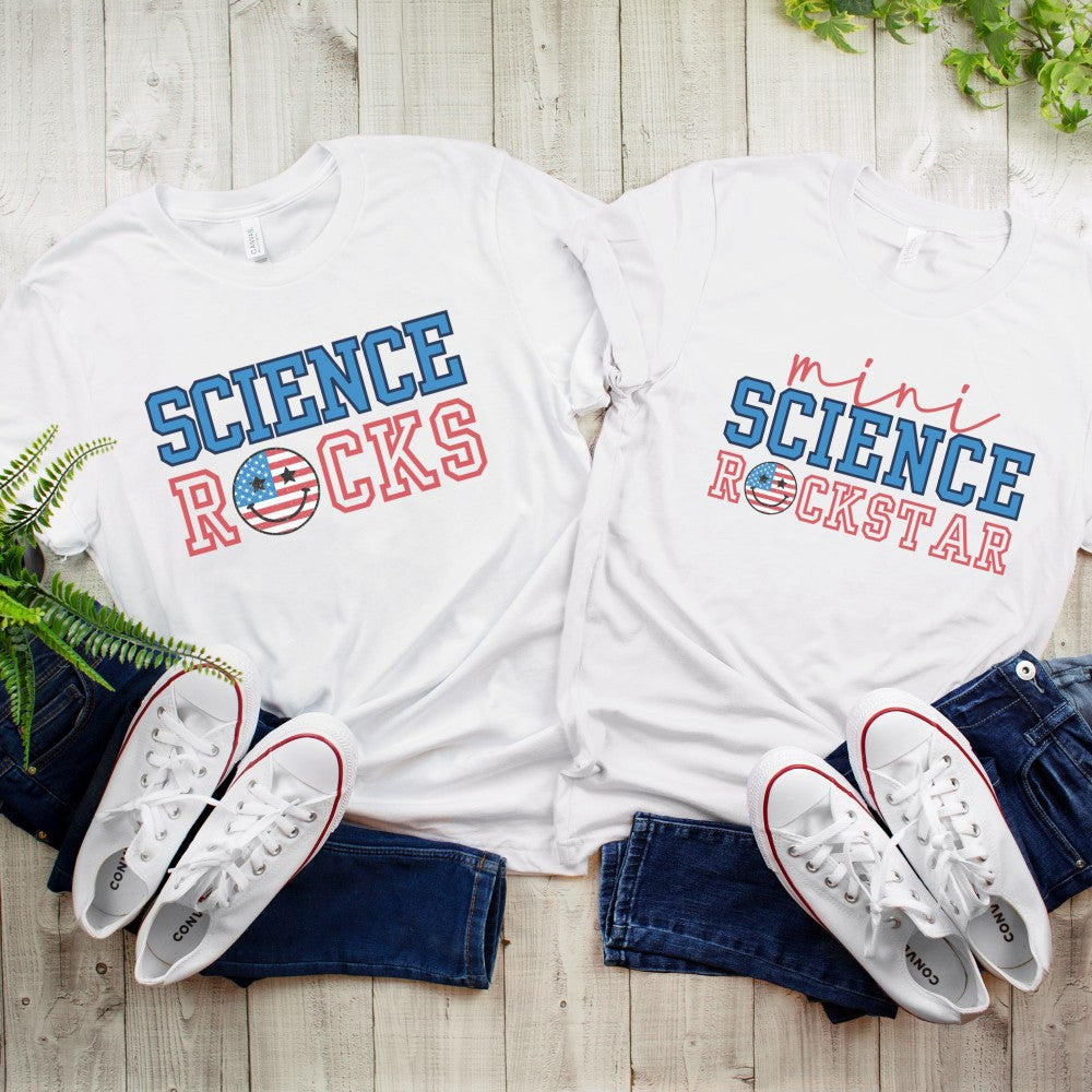 Science Rocks | Mini Science Rockstar - Red, White & Blue 💡🧬 Matching Graphic Tees