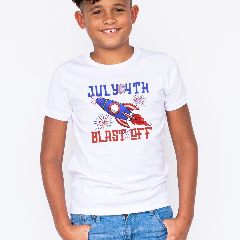 July 4th Blast Off - Red, White & Blue 💥⚡ Matching Graphic Tees