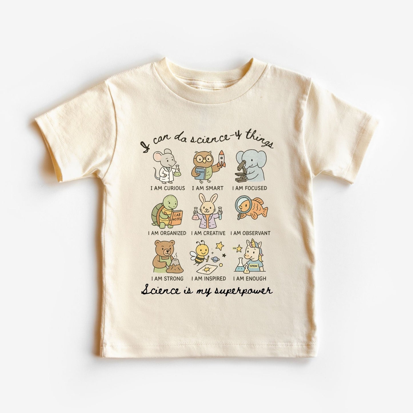 Cute Animal Science Graphic Tee for Boys & Girls
