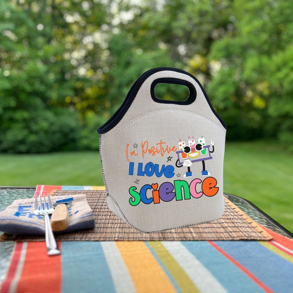 I'm Positive, I love Science 🧬 Linen Cooler | Lunch Tote 🥪