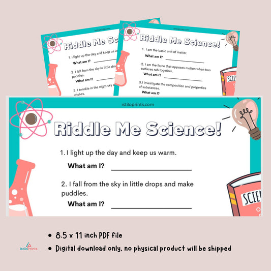 Free Science Riddles Worksheet โ Printable STEM Fun Activity
