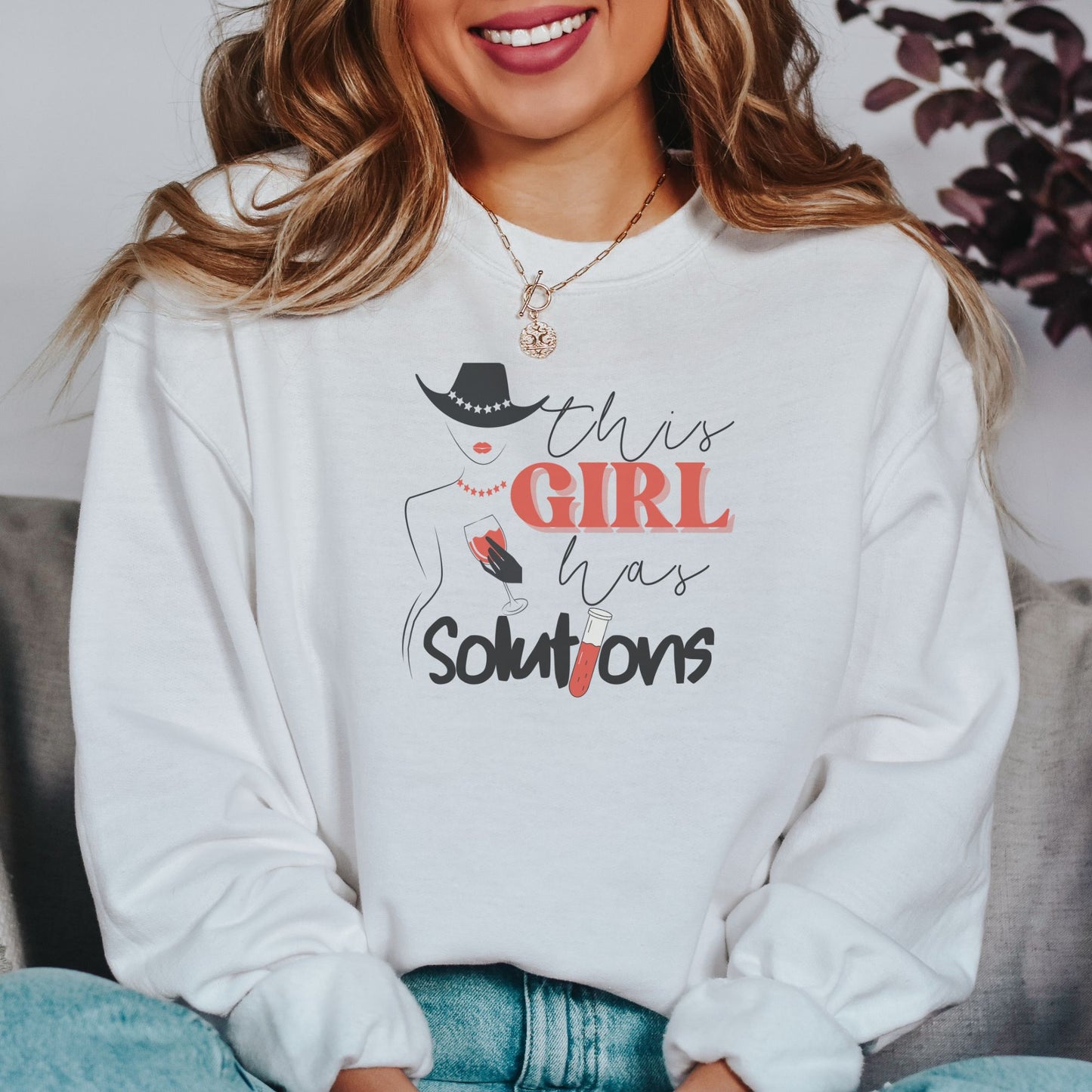 This Girl Has Solutions π©βπ¬π§ͺ Adult Graphic Sweatshirt