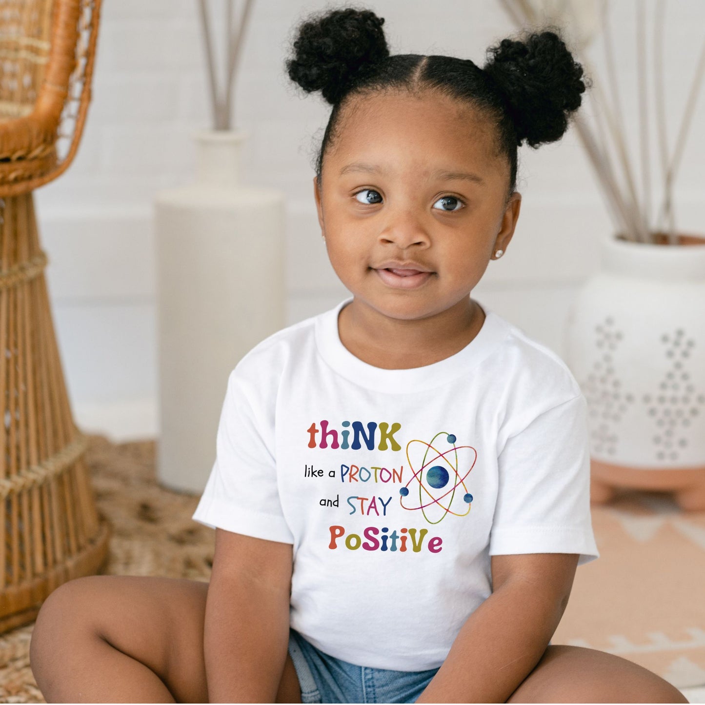 Think Like A Proton and Stay Positive β π Youth and Toddler Graphic Tees