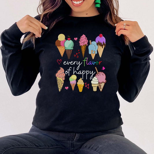 Ice Cream - Every Flavor of Happy 🍦🌈 Long Sleeve Graphic Tee