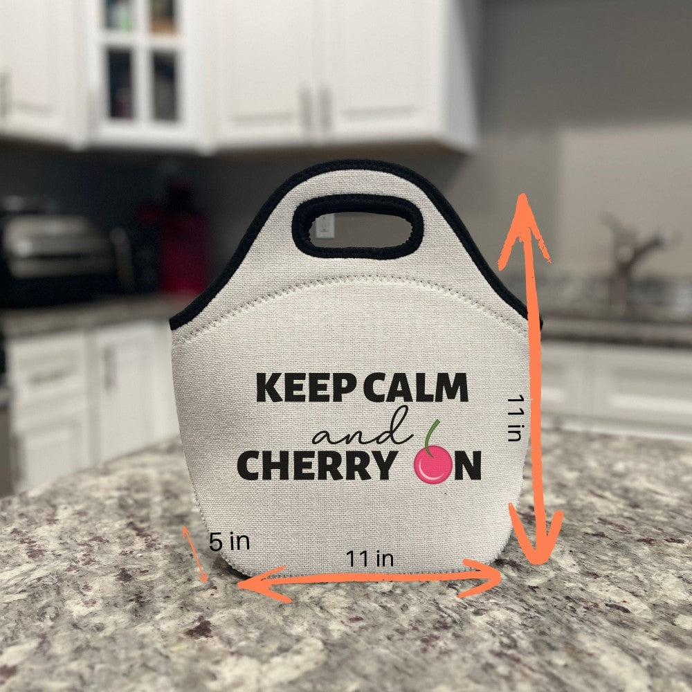 Keep Calm & Cherry On 🍒 Linen Cooler | Lunch Tote 🥪