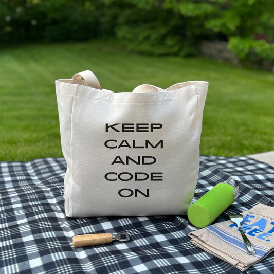 Keep Calm and Code On 💻 Summer Tote Bag