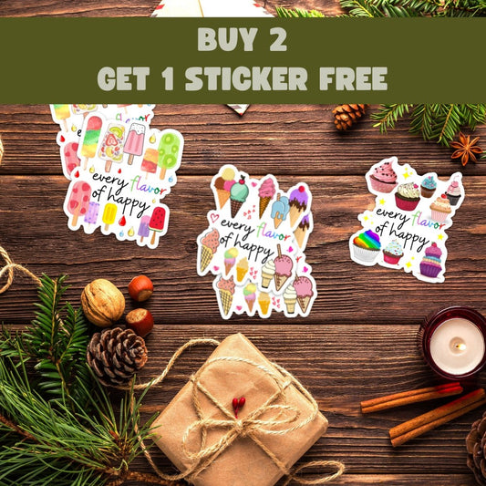 Holiday Cheer: Buy 2, Get 1 Free Sticker – The Perfect Stocking Stuffers! 🎄