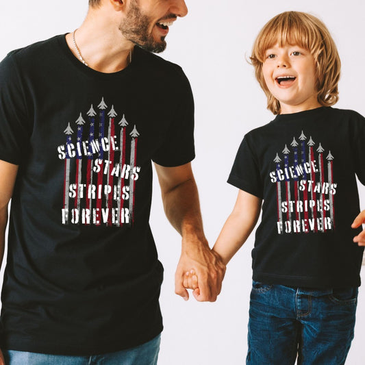 Science, Stars & Stripes Forever - Red, White & Blue 💥⚡ Matching Adult Graphic Tee