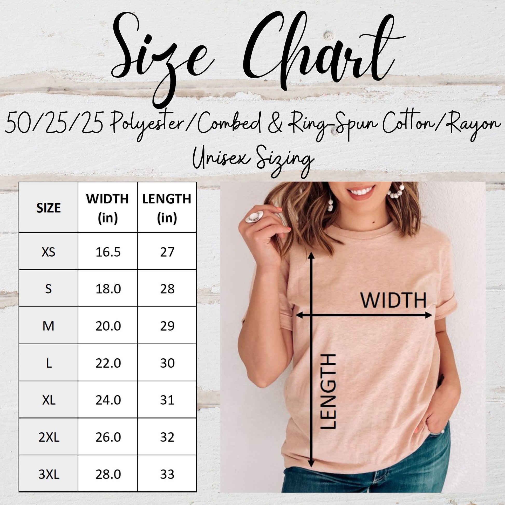 the size chart for a women's t - shirt