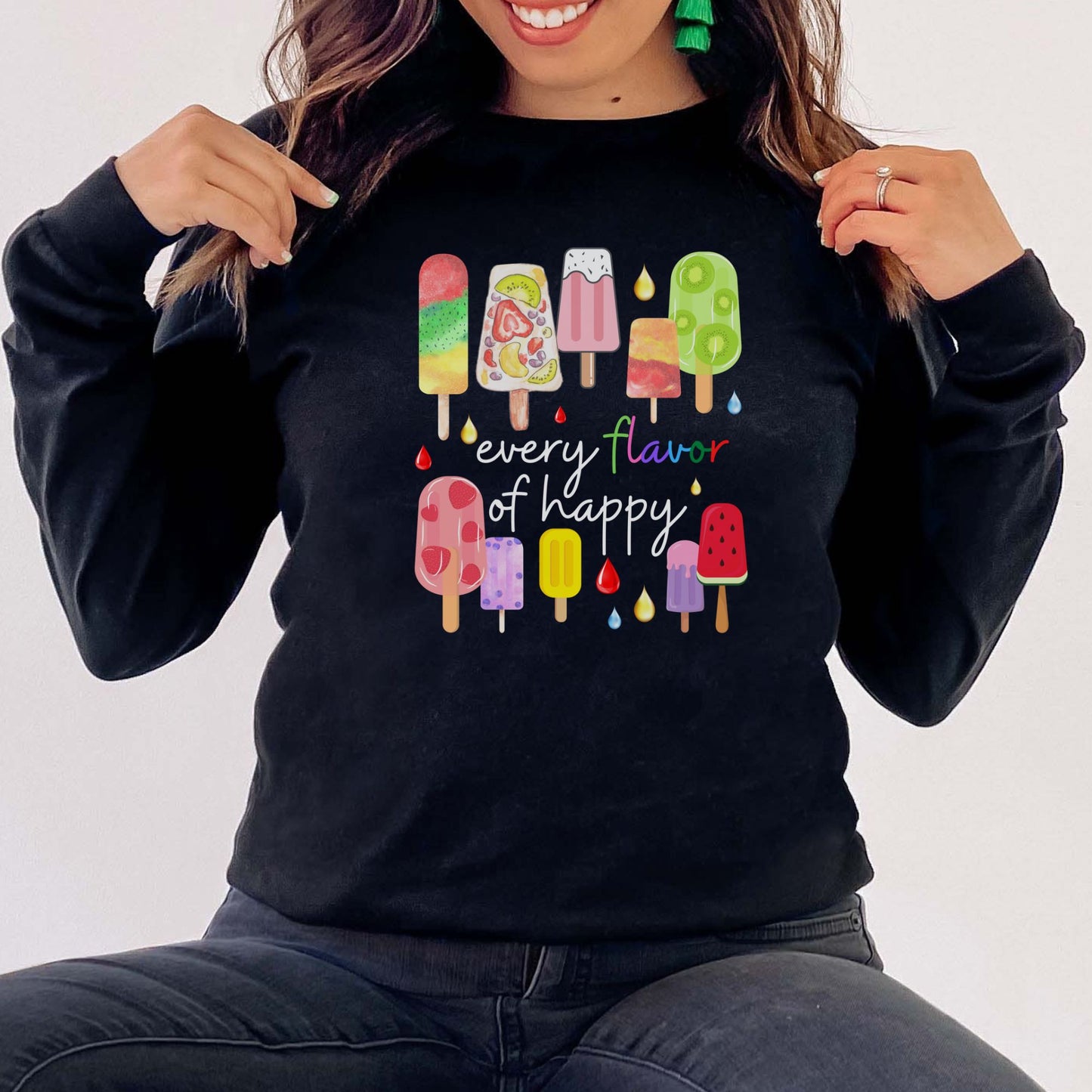 Popsicle - Every Flavor of Happy 🍦🌈 Long Sleeve Graphic Tee