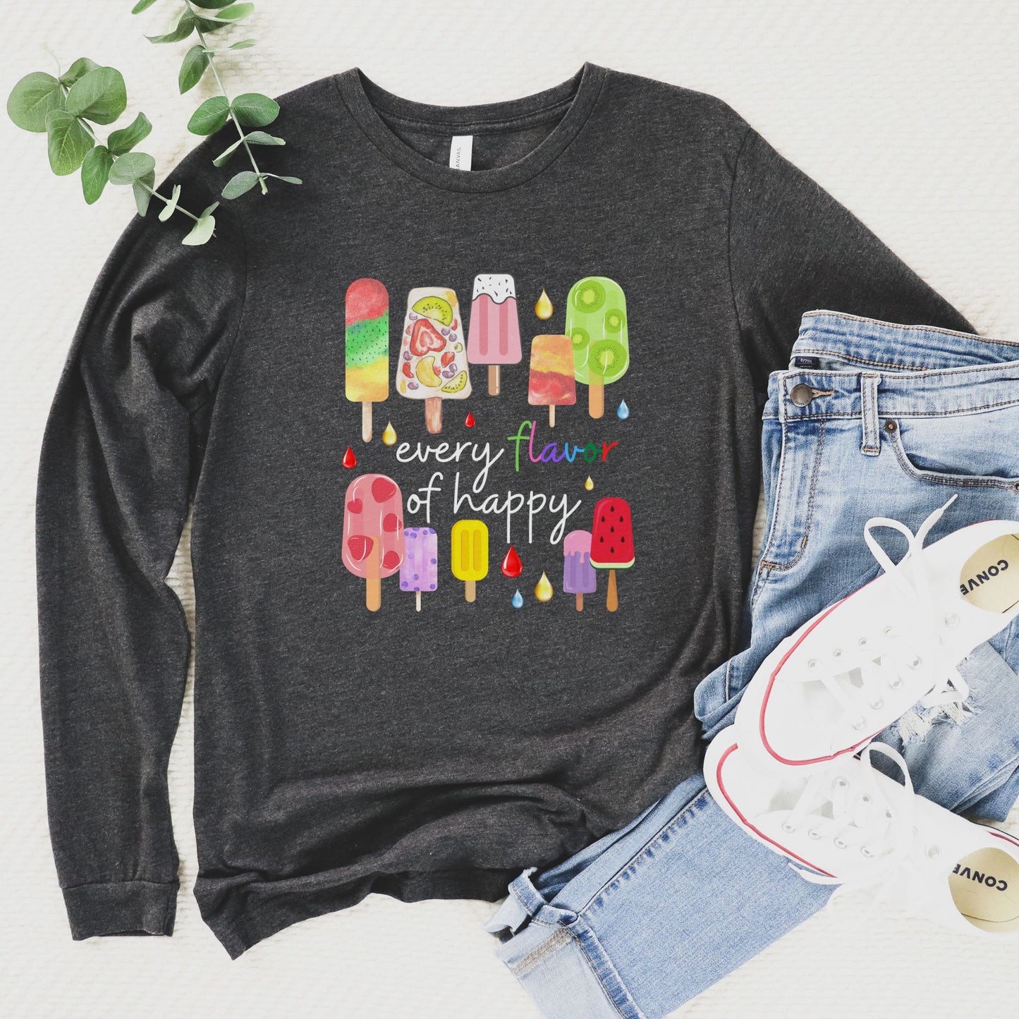 Popsicle - Every Flavor of Happy 🍦🌈 Long Sleeve Graphic Tee