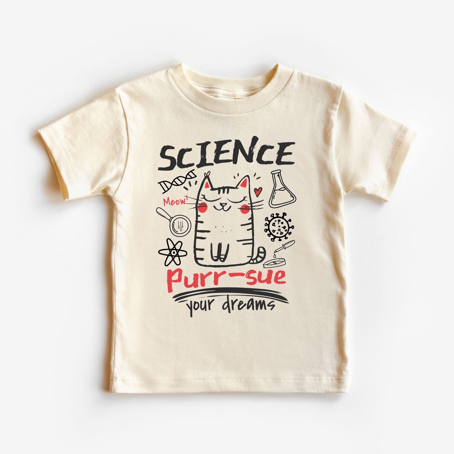 Youth STEM Cat Science Shirt Purr-sue Your Dreams Tee