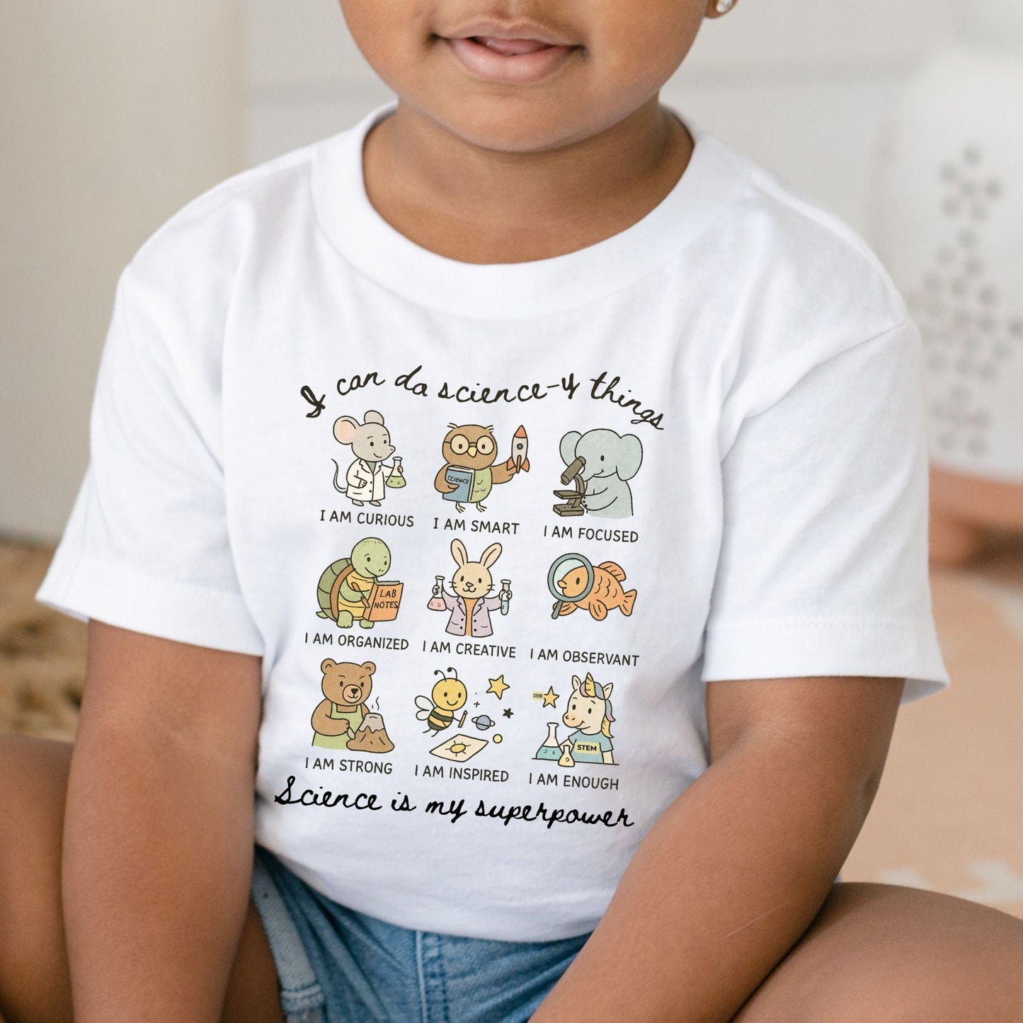 Cute Animal Science Graphic Tee for Boys & Girls