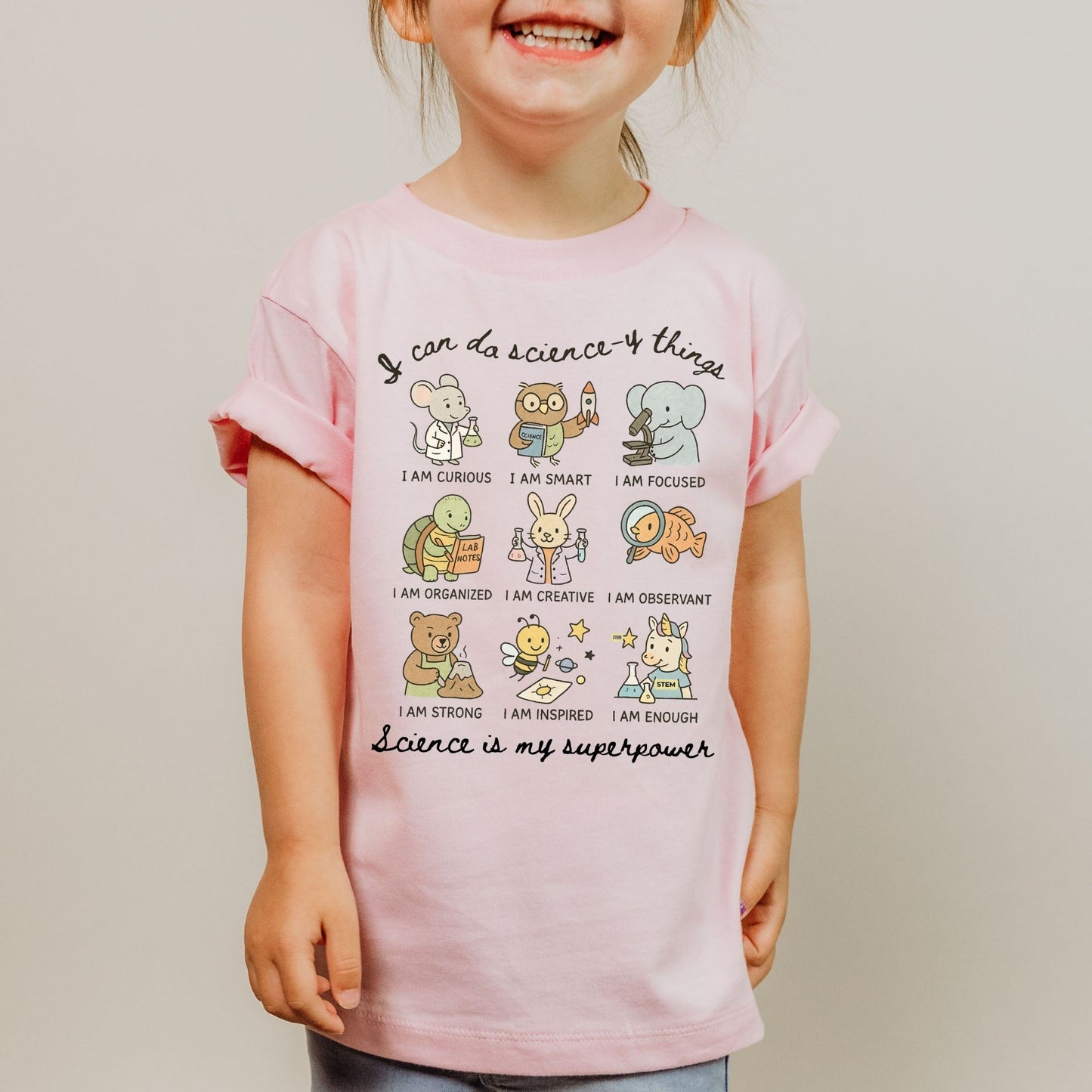 Cute Animal Science Graphic Tee for Boys & Girls