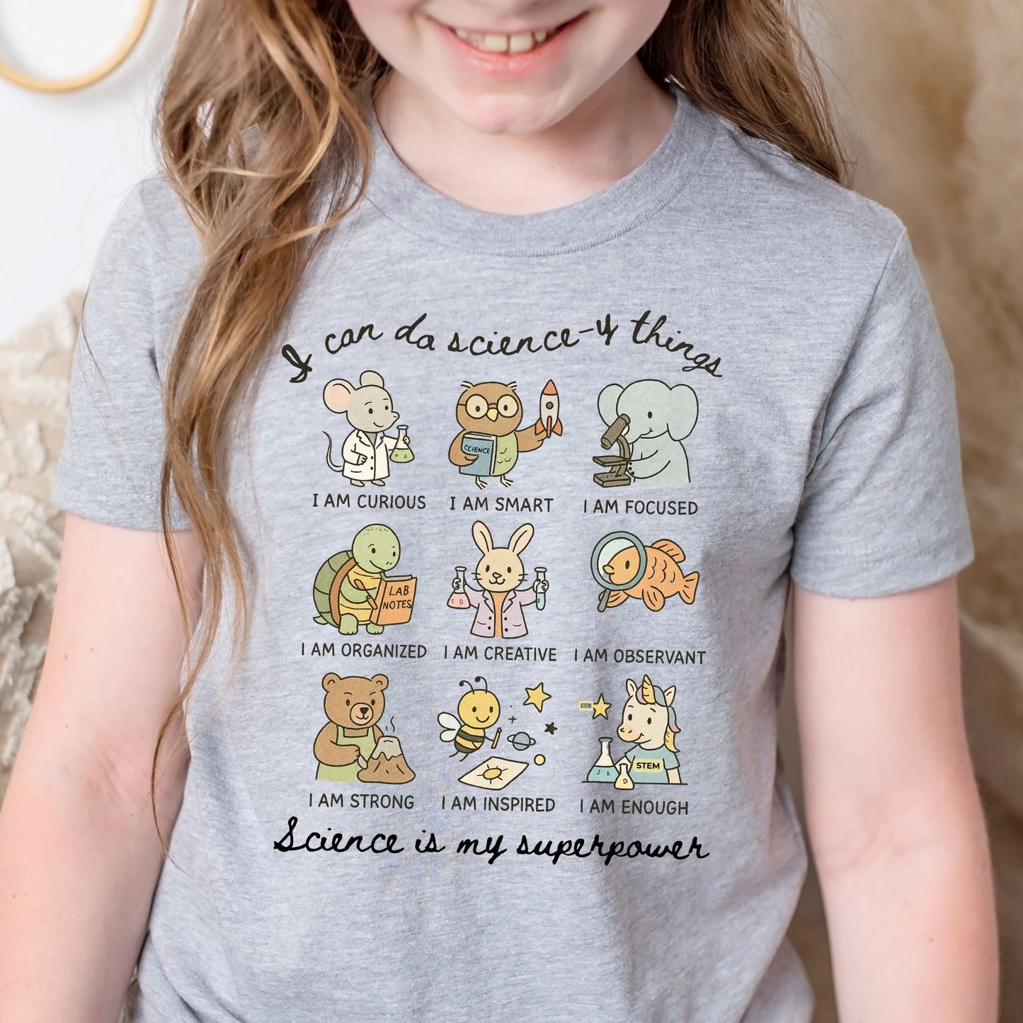 Cute Animal Science Graphic Tee for Boys & Girls