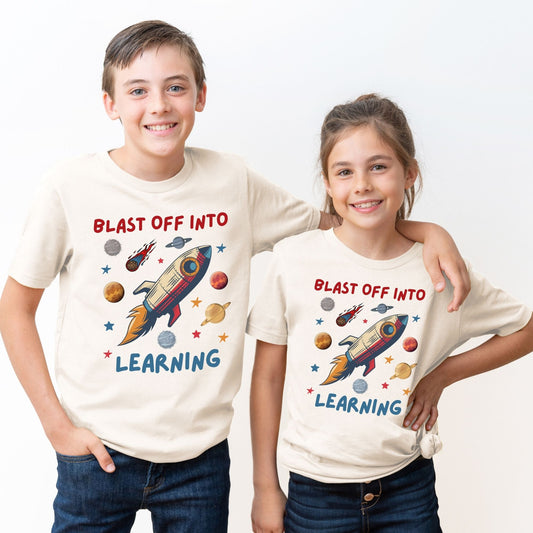 Youth STEM Space Shirt Blast Off Into Learning Tee