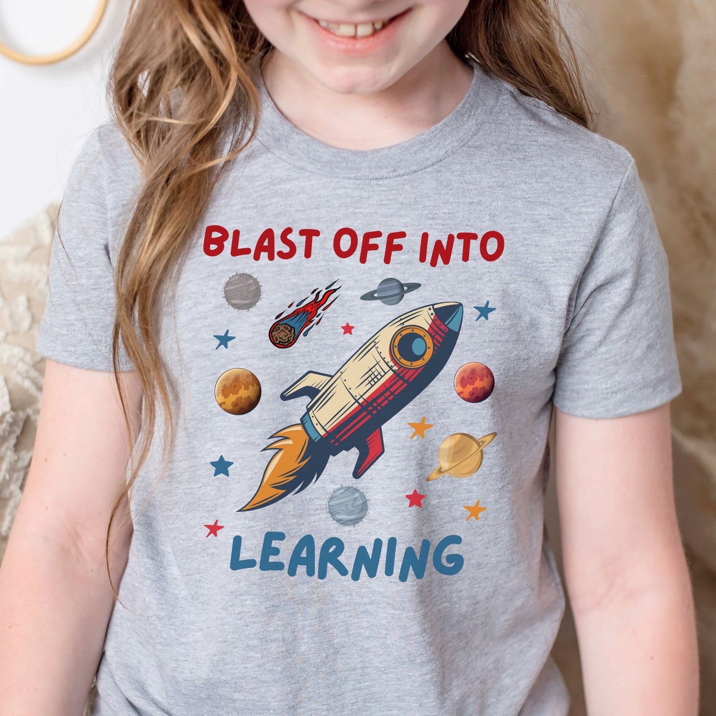 Youth STEM Space Shirt Blast Off Into Learning Tee