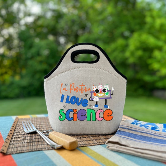 I'm Positive, I love Science 🧬 Linen Cooler | Lunch Tote 🥪