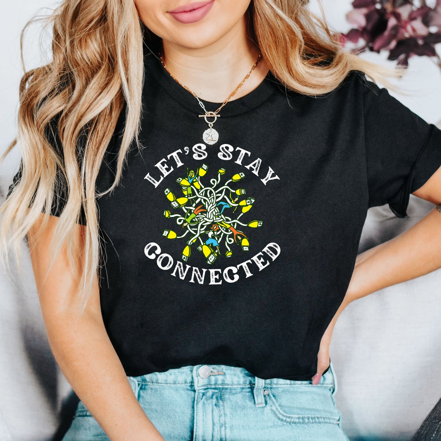 Let's Stay Connected 📲🌍 Adult Graphic Tee