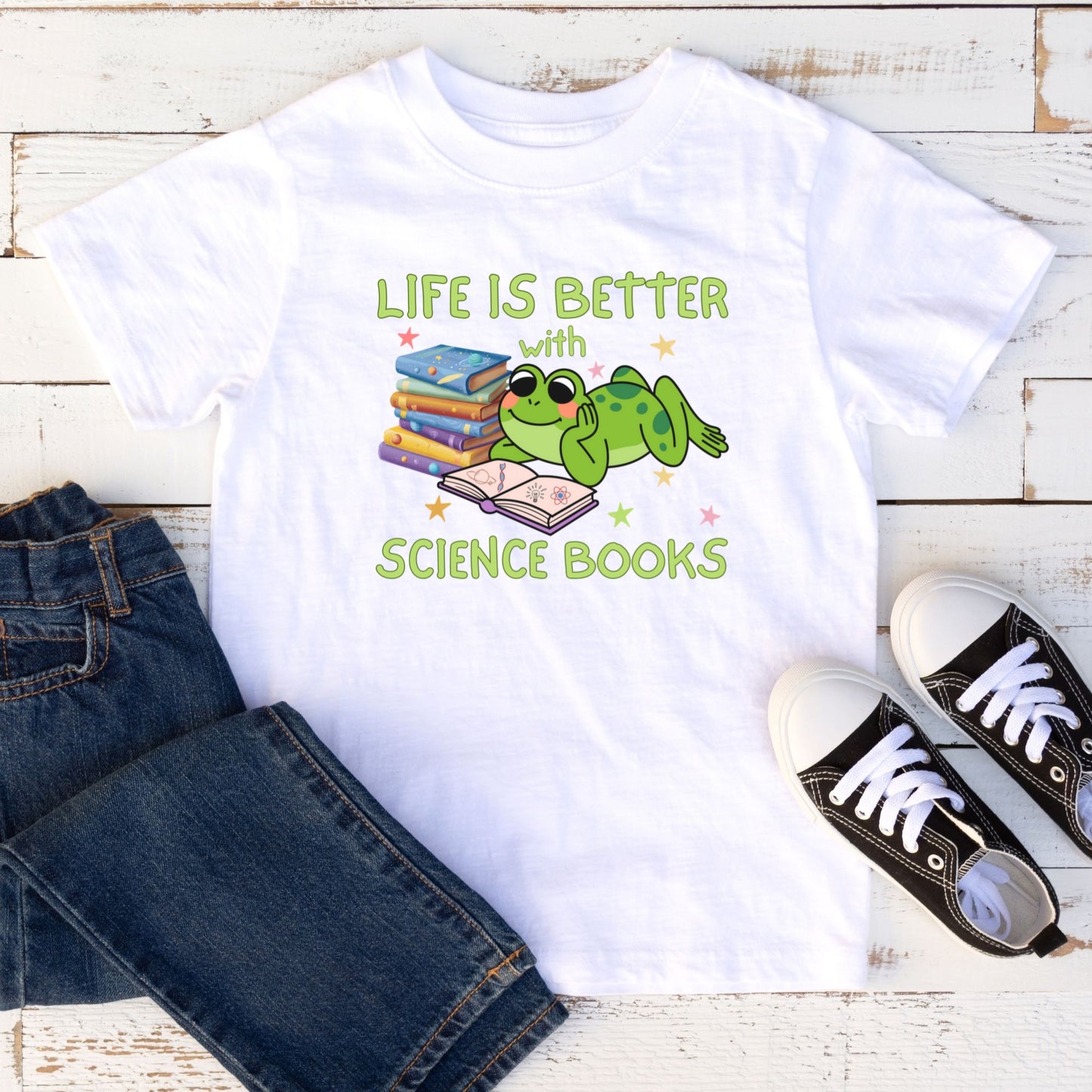 Kids STEM Science Books Shirt Life Is Better Tee Youth