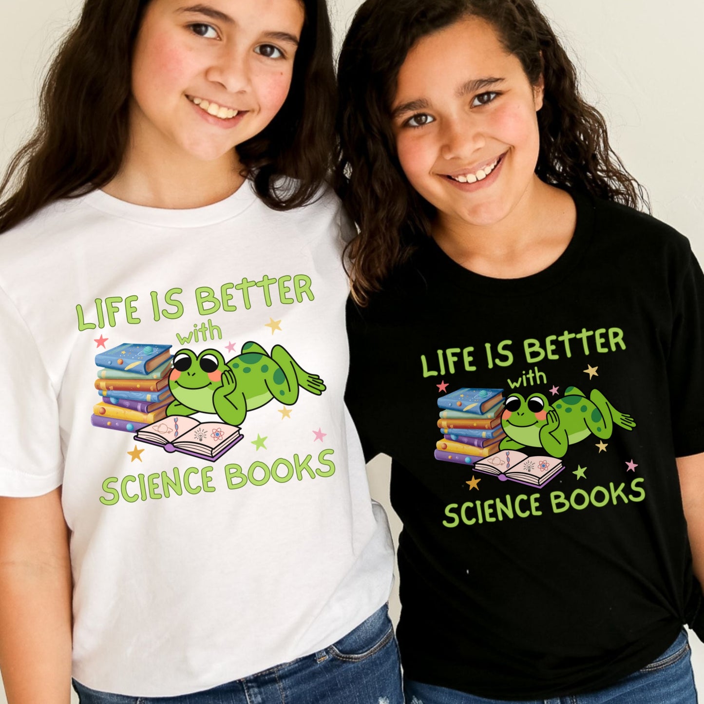 Kids STEM Science Books Shirt Life Is Better Tee Youth