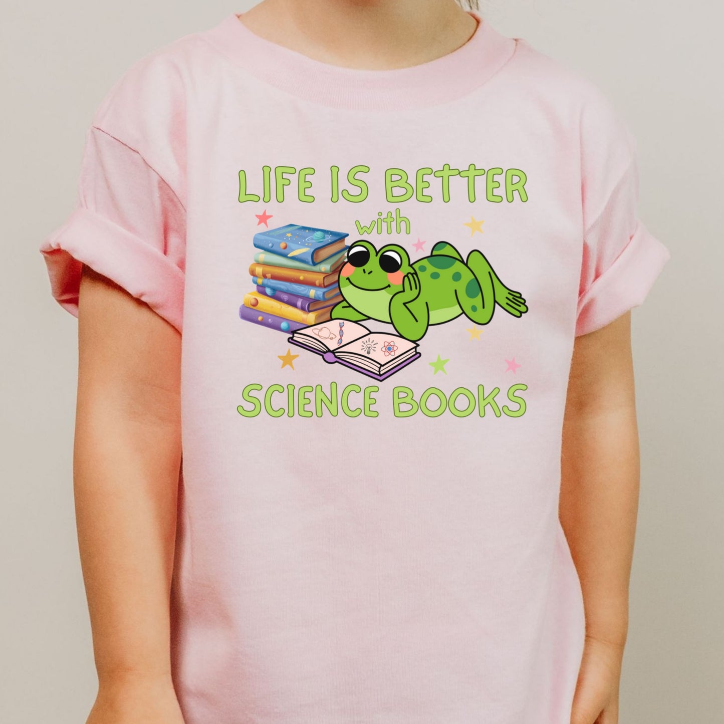 Kids STEM Science Books Shirt Life Is Better Tee Youth
