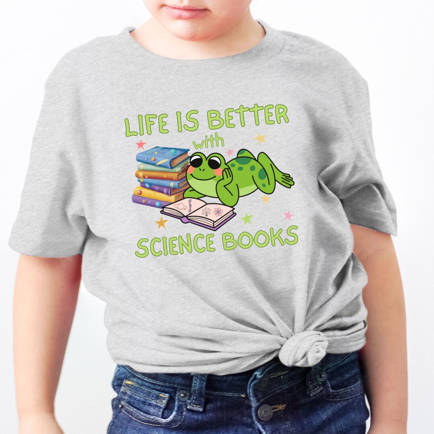 Kids STEM Science Books Shirt Life Is Better Tee Youth