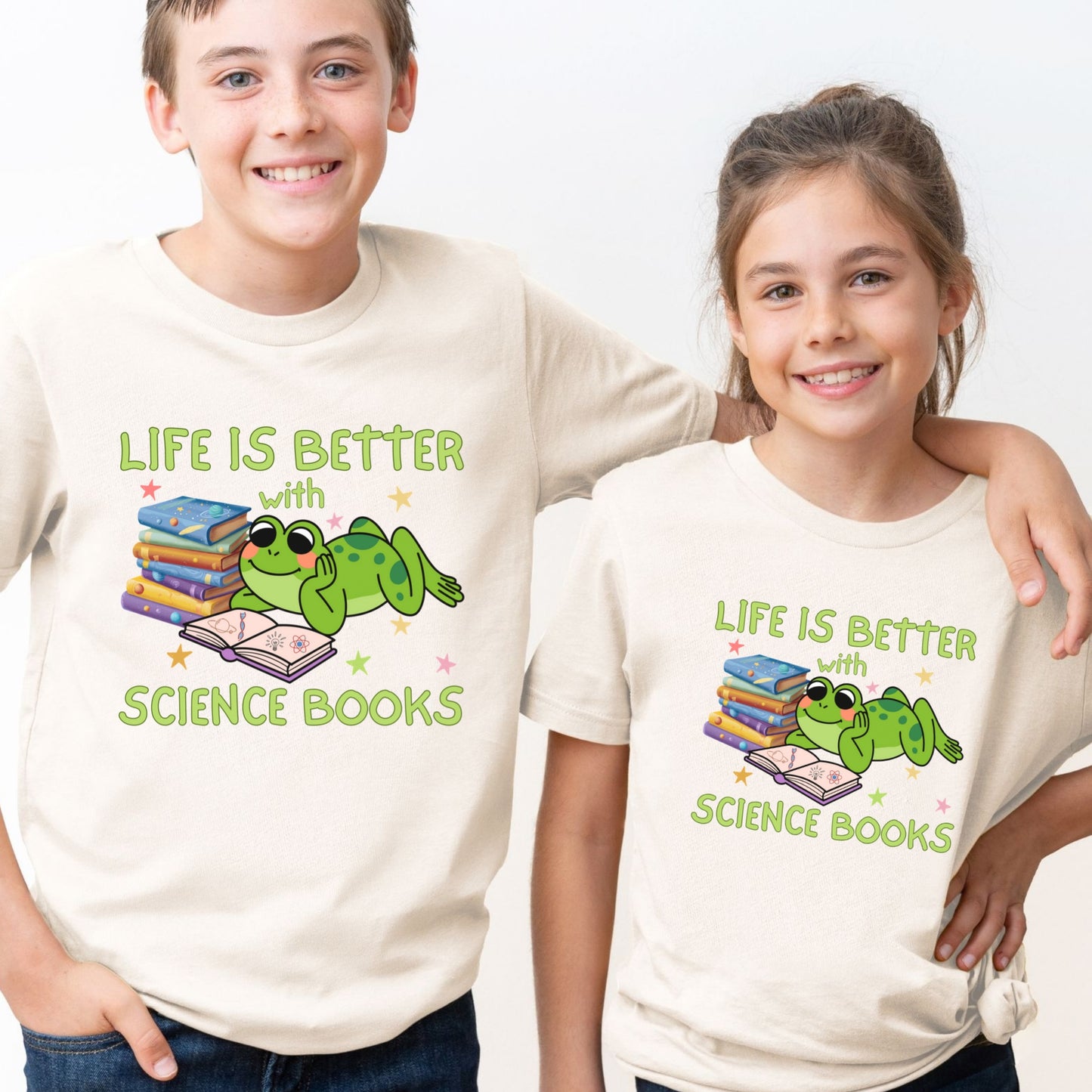 Kids STEM Science Books Shirt Life Is Better Tee Youth
