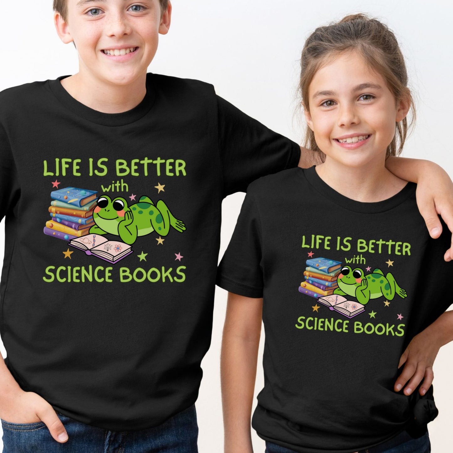 Kids STEM Science Books Shirt Life Is Better Tee Youth