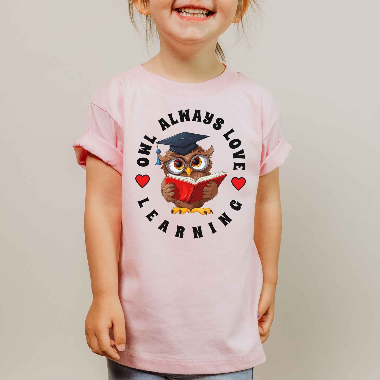 Owl Reading Shirt Kids Learning Book Lover Tee