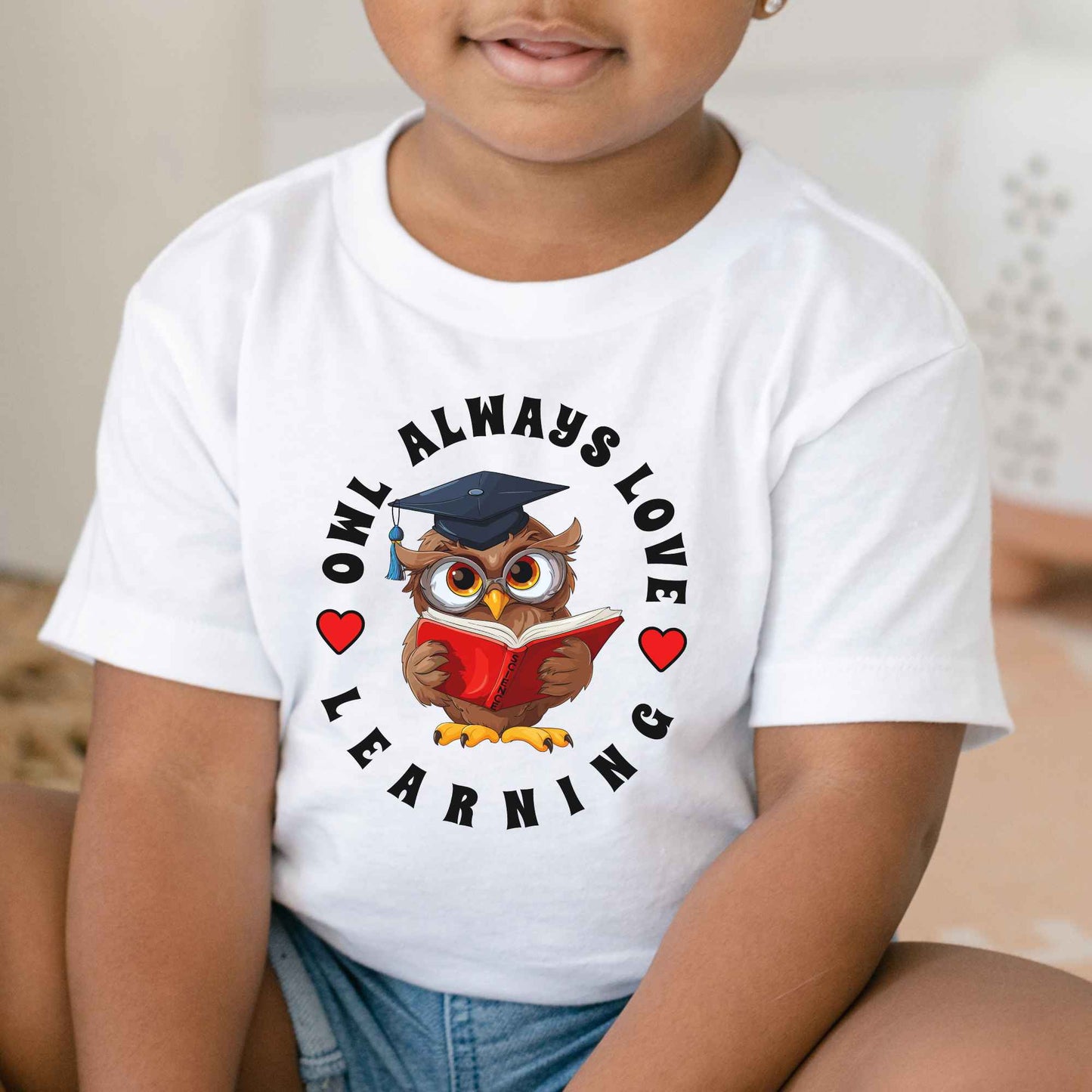 Owl Reading Shirt Kids Learning Book Lover Tee