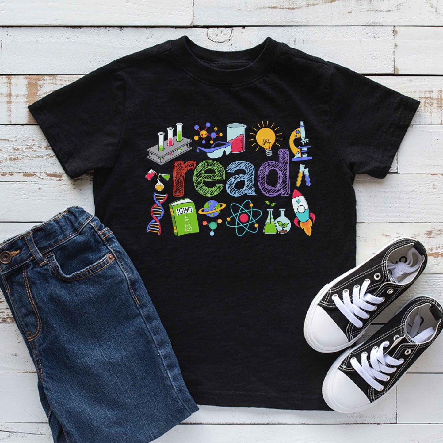 Science Reading Shirt Kids Book Lover STEM Tee