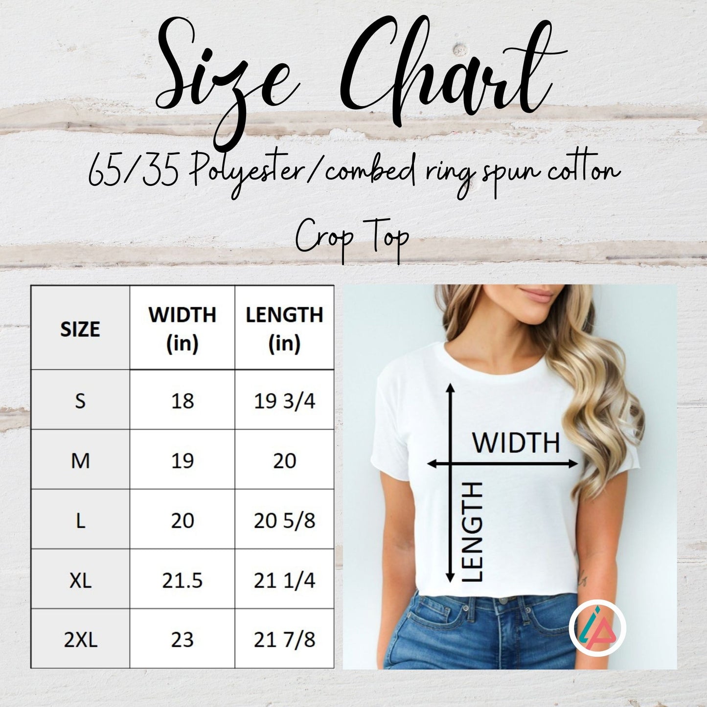 the size chart for a crop top