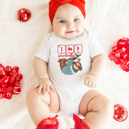 I Nap Periodically Sloth 🦥🎄 Christmas Infant Bodysuit