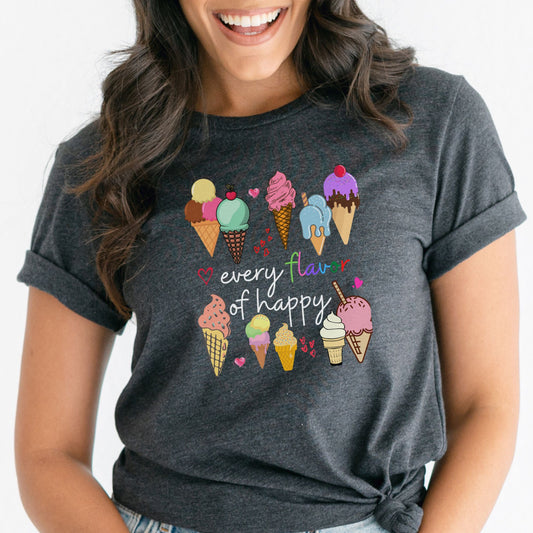 Ice Cream - Every Flavor of Happy 🍦🌈 Adult Graphic Tee