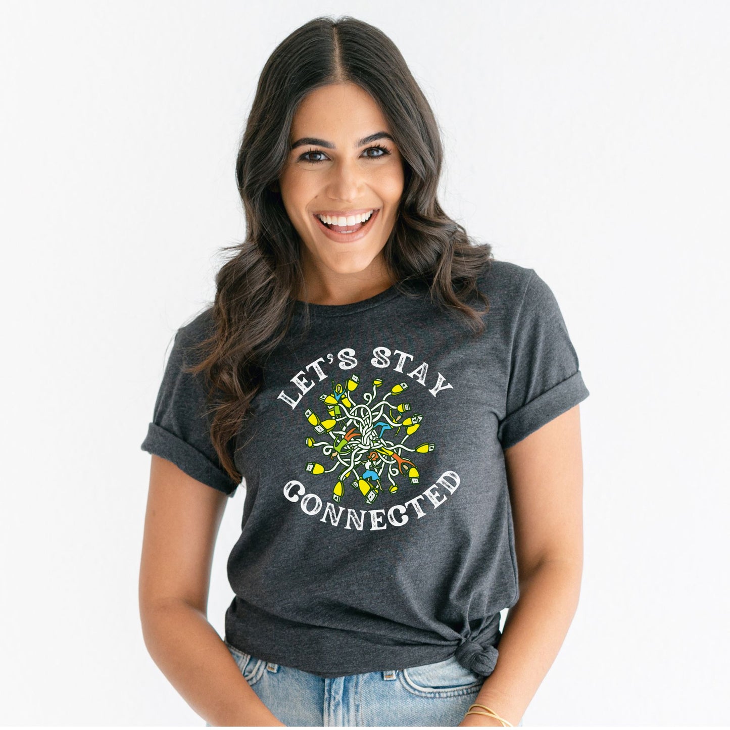 Let's Stay Connected 📲🌍 Adult Graphic Tee