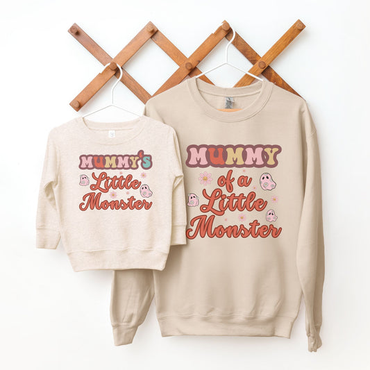 Mummy's Little Monster, Matching Mom & Mini Halloween Sweatshirt